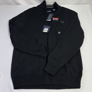 New Chaps Men's Size M Black Coolmax 1/4 Zip‎ Pullover Sweater